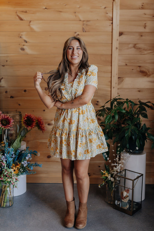 Soft Yellow Floral Dress