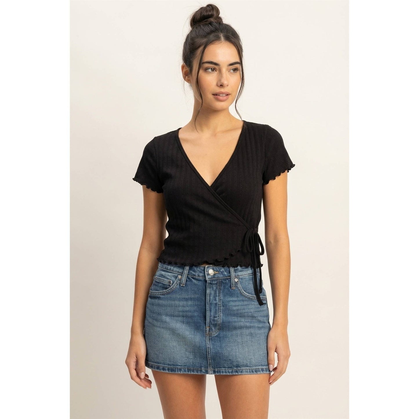 Tie Front Wrap Crop Top
