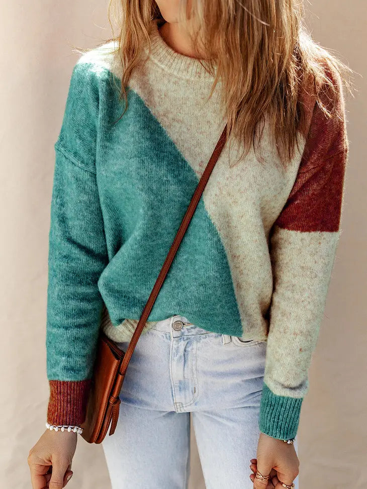 Colorblock Teal Sweater