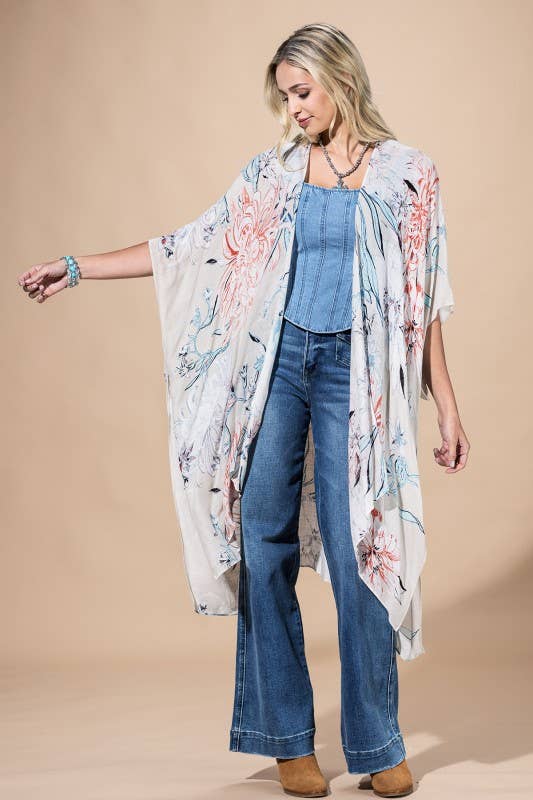 Airy Floral Kimono