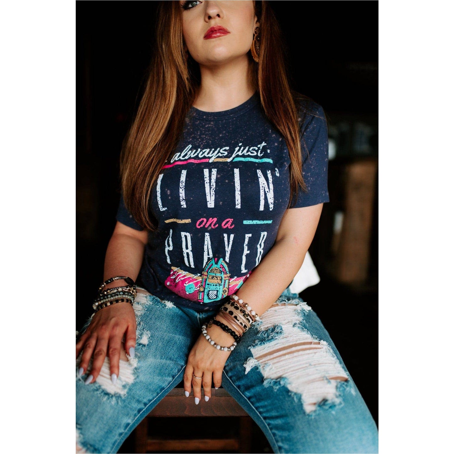 Livin' On A Prayer Bleached Tee