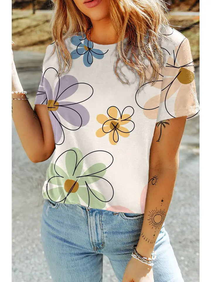 White Floral T-Shirt