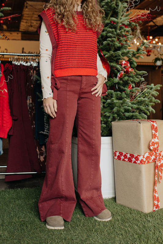 Burgundy Mid-Rise Risen Jean