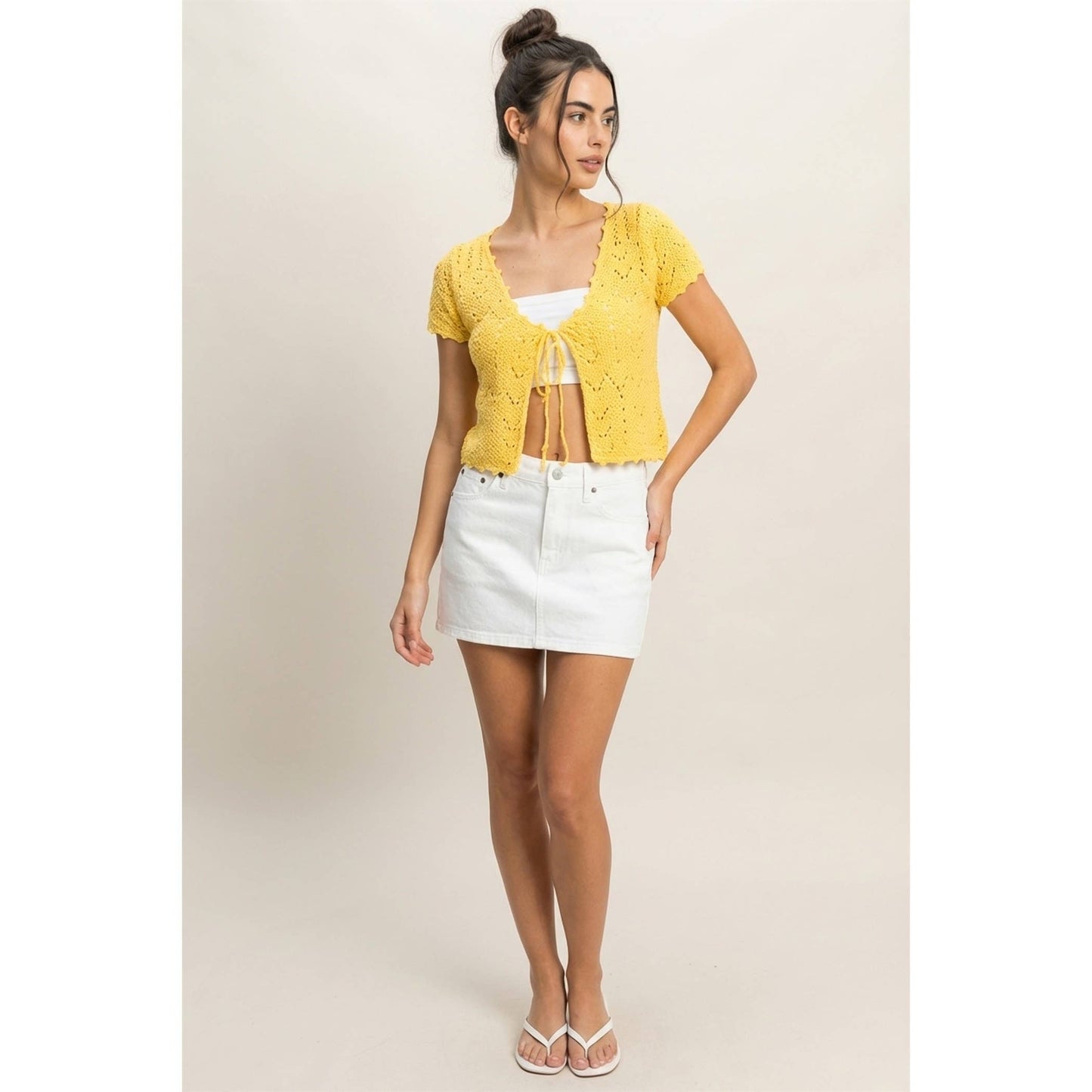 Marigold Tie Front Top
