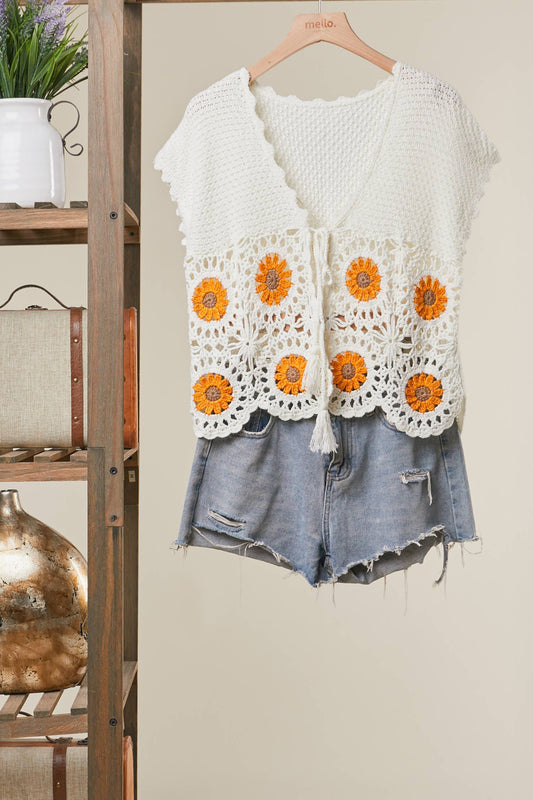 Lace Crochet Sunflower Cardigan