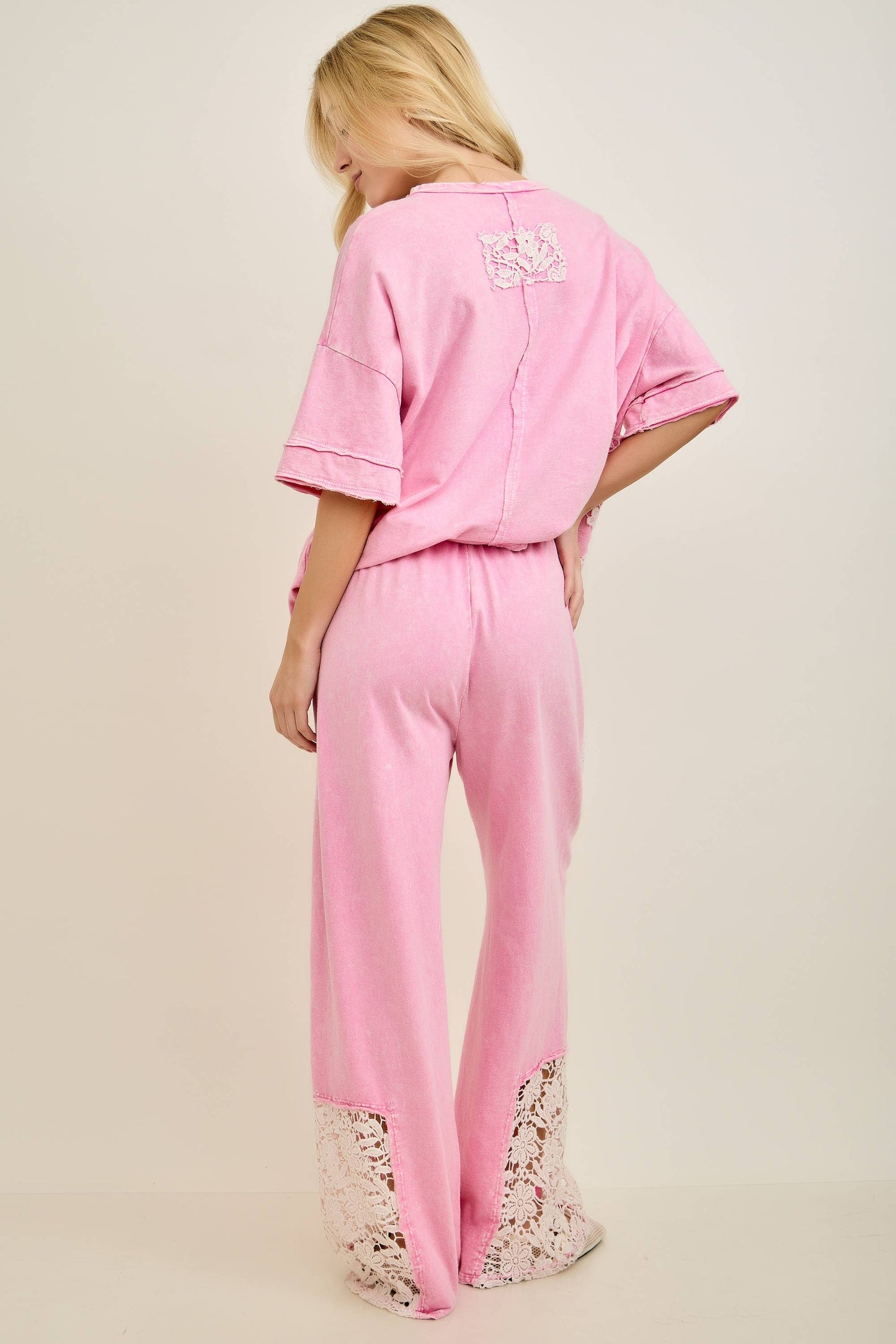 Flower Crochet Patch Top - Bubblegum Pink