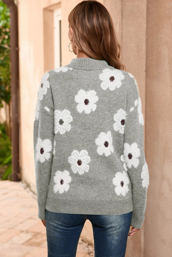 Floral Half Zip Sweater