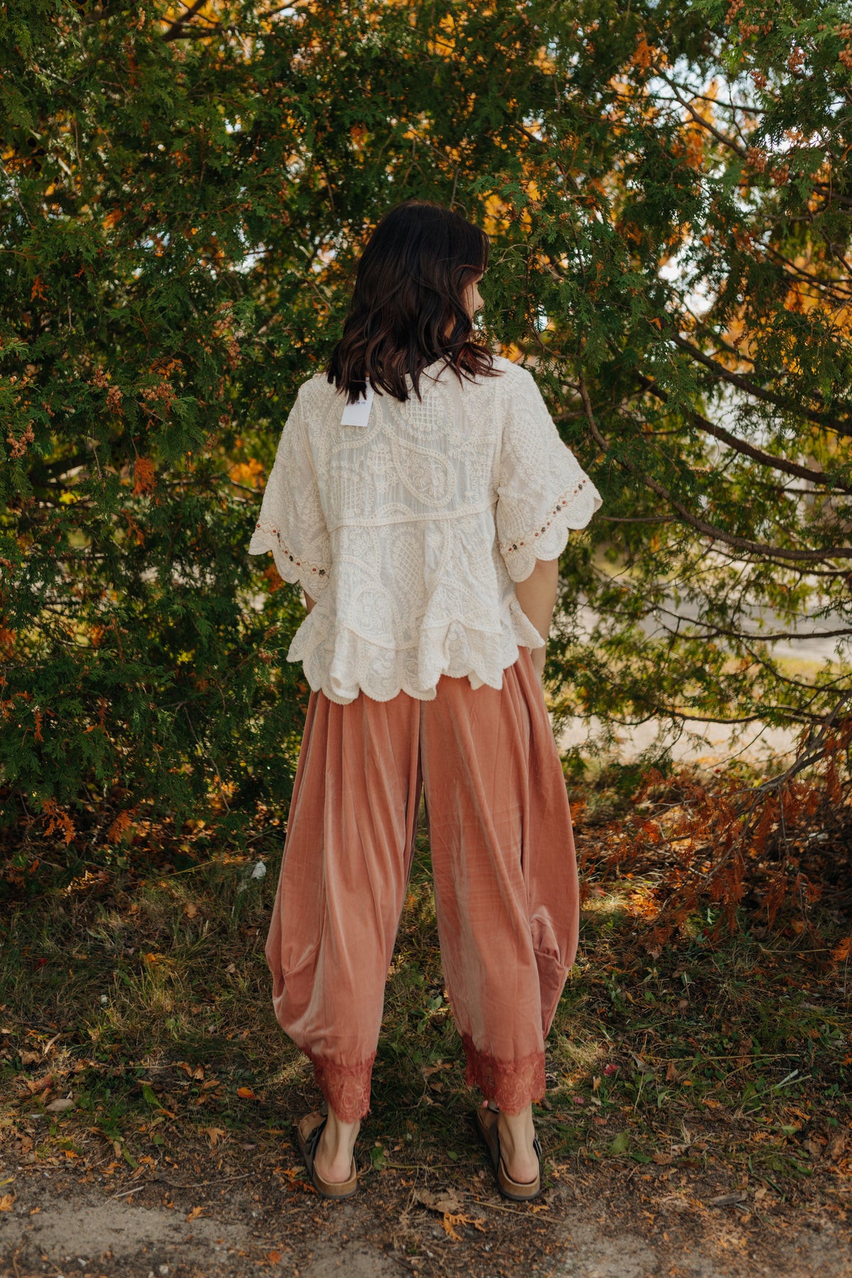 Blush Velvet Lace Bottom Pants