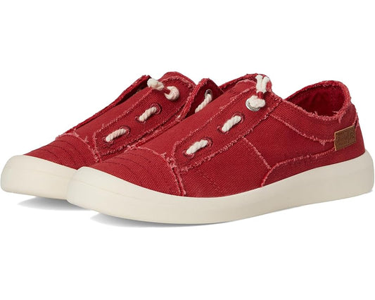 Red Canvas Slip-On Shoes