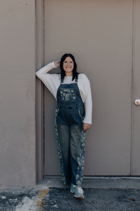 Floral Denim Overalls