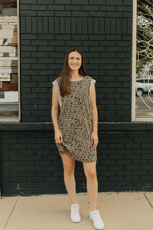 Leopard Textured Mini Dress