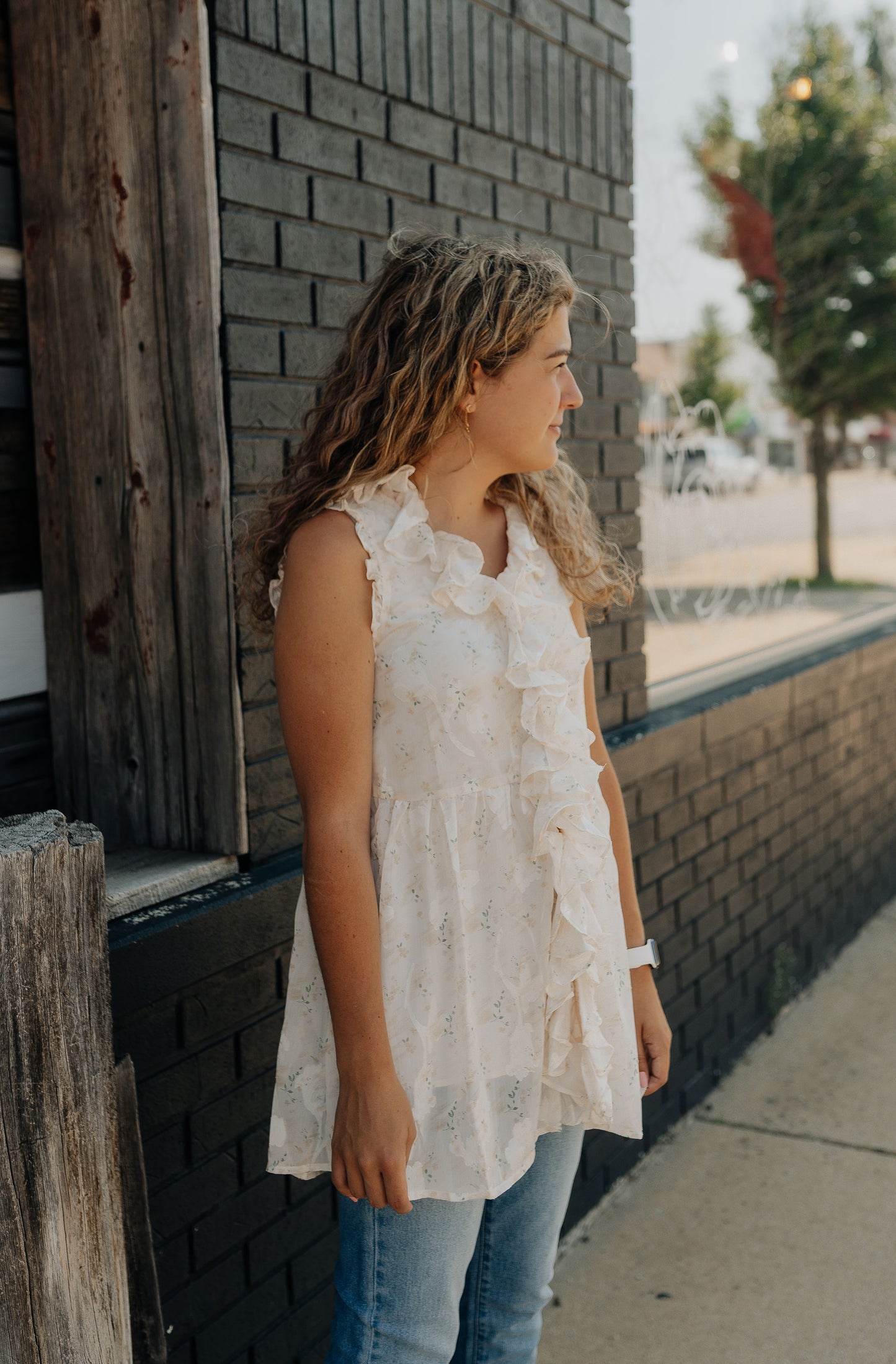 Floral Ruffled Tunic Tank