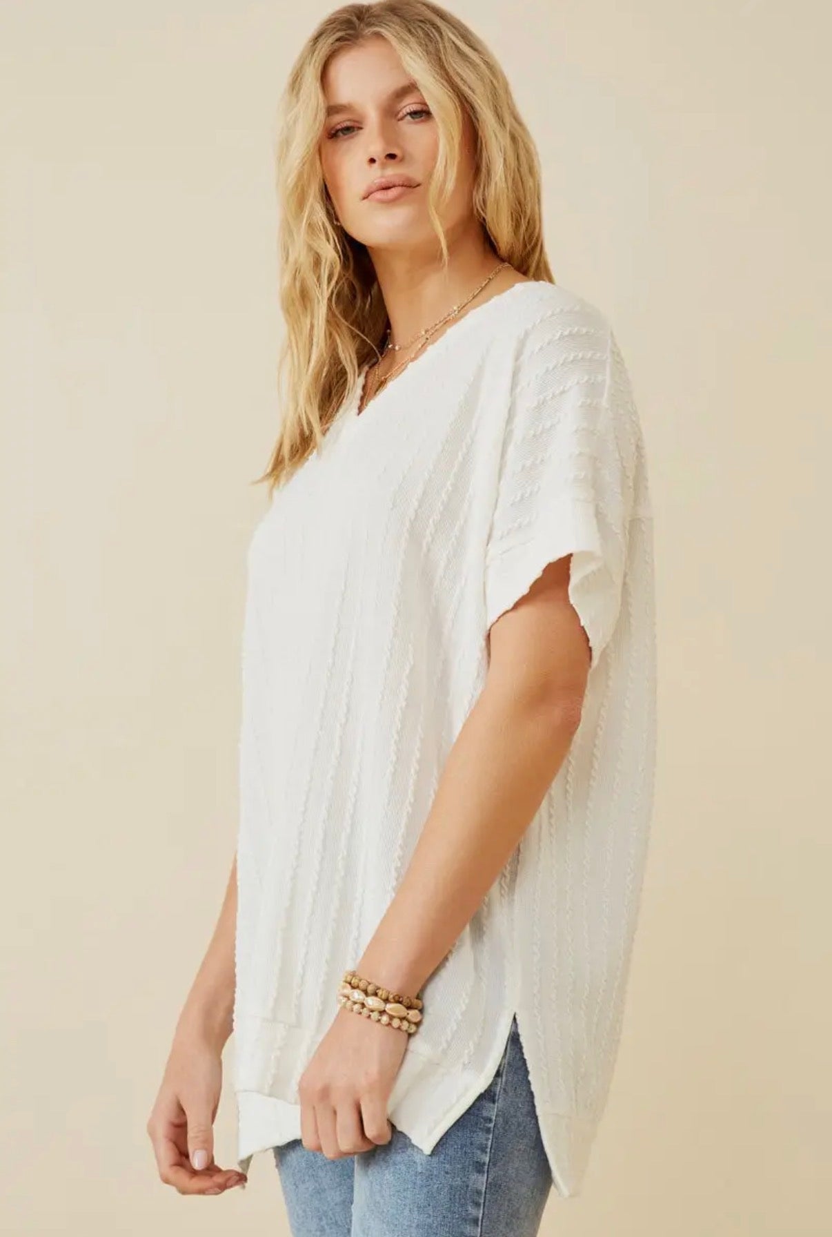 White Cable Detail Tunic