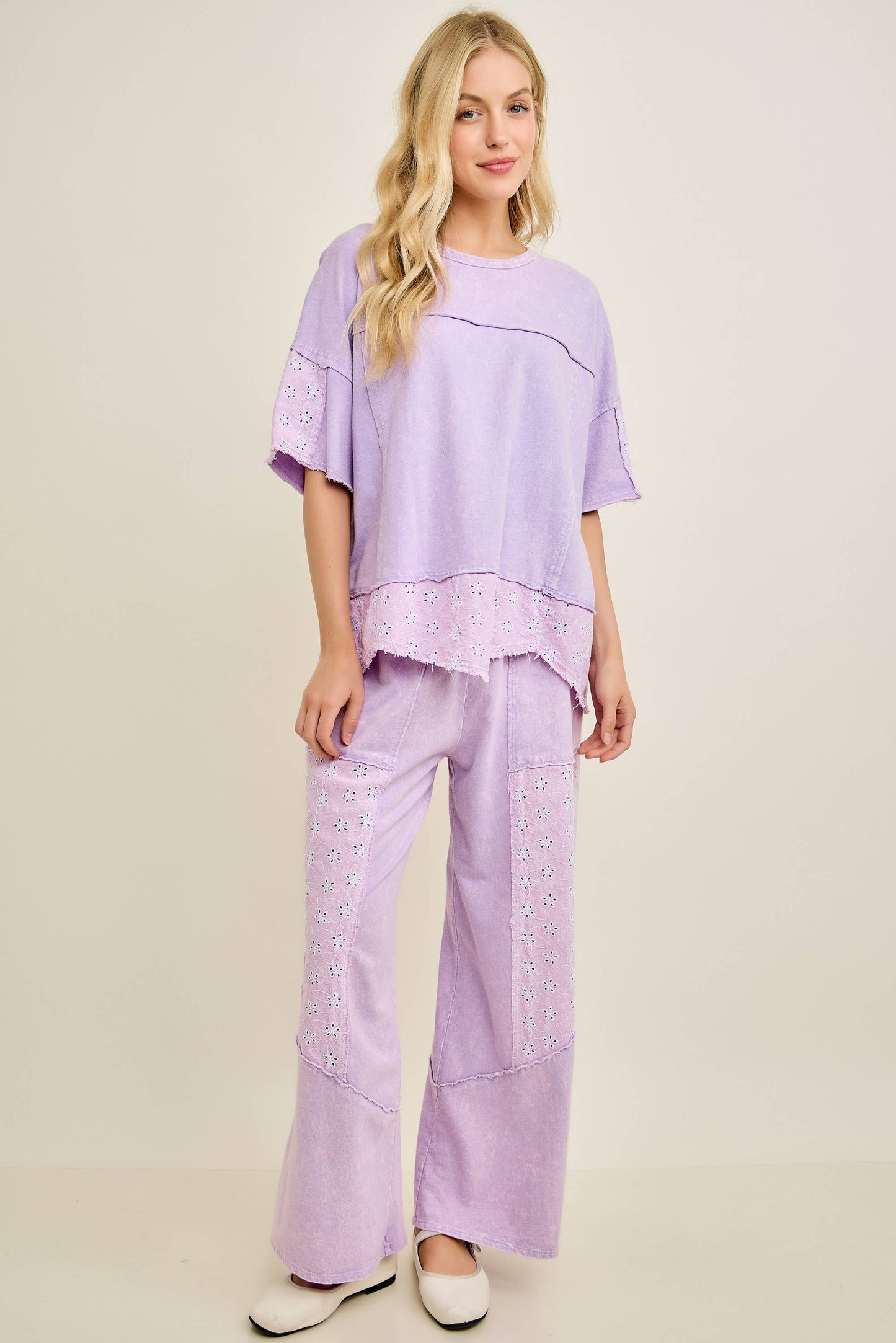 Eyelet Lace Pants - Light Lavender