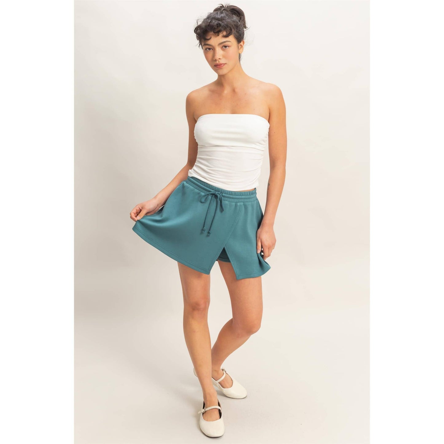 Teal Wrap Front Skort