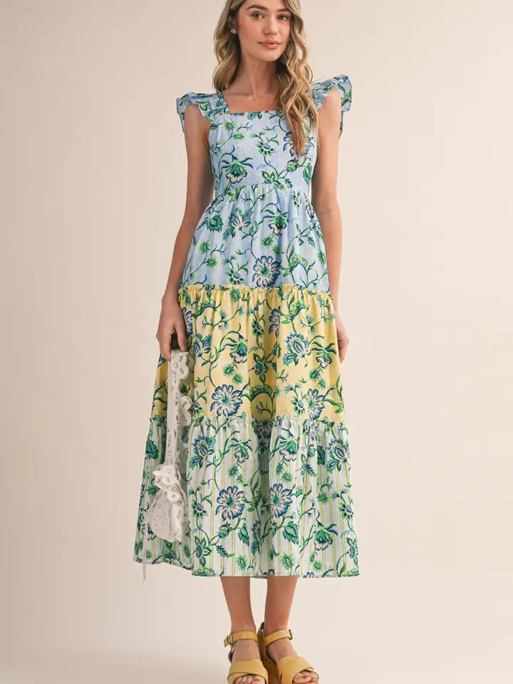 Lemon Bloom Midi Dress