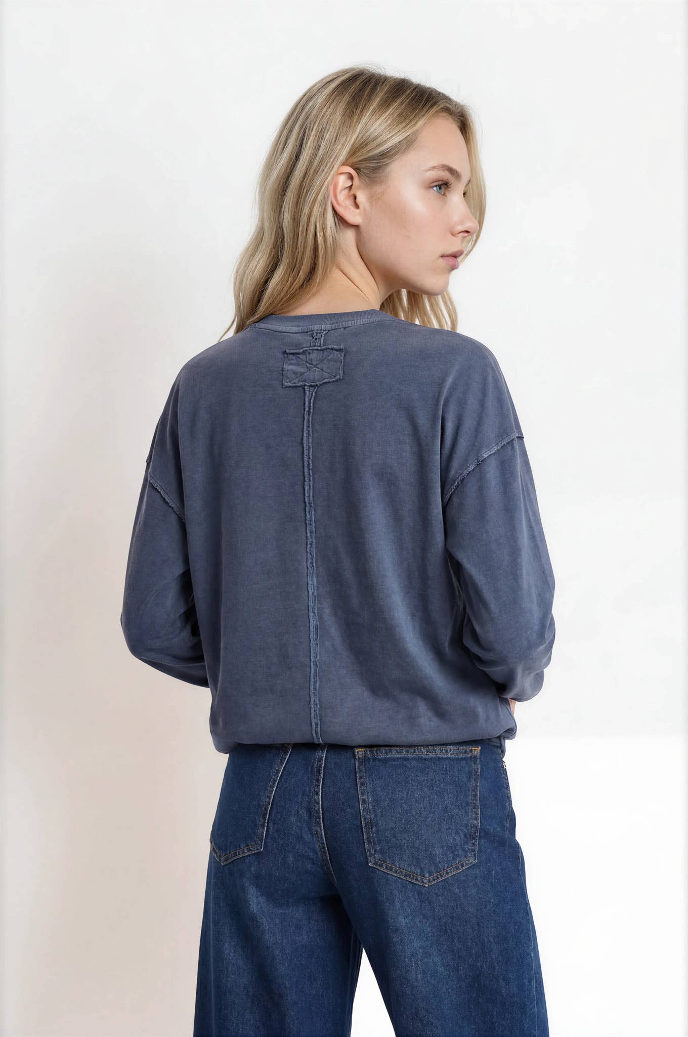 Soft Marbled Top - Navy