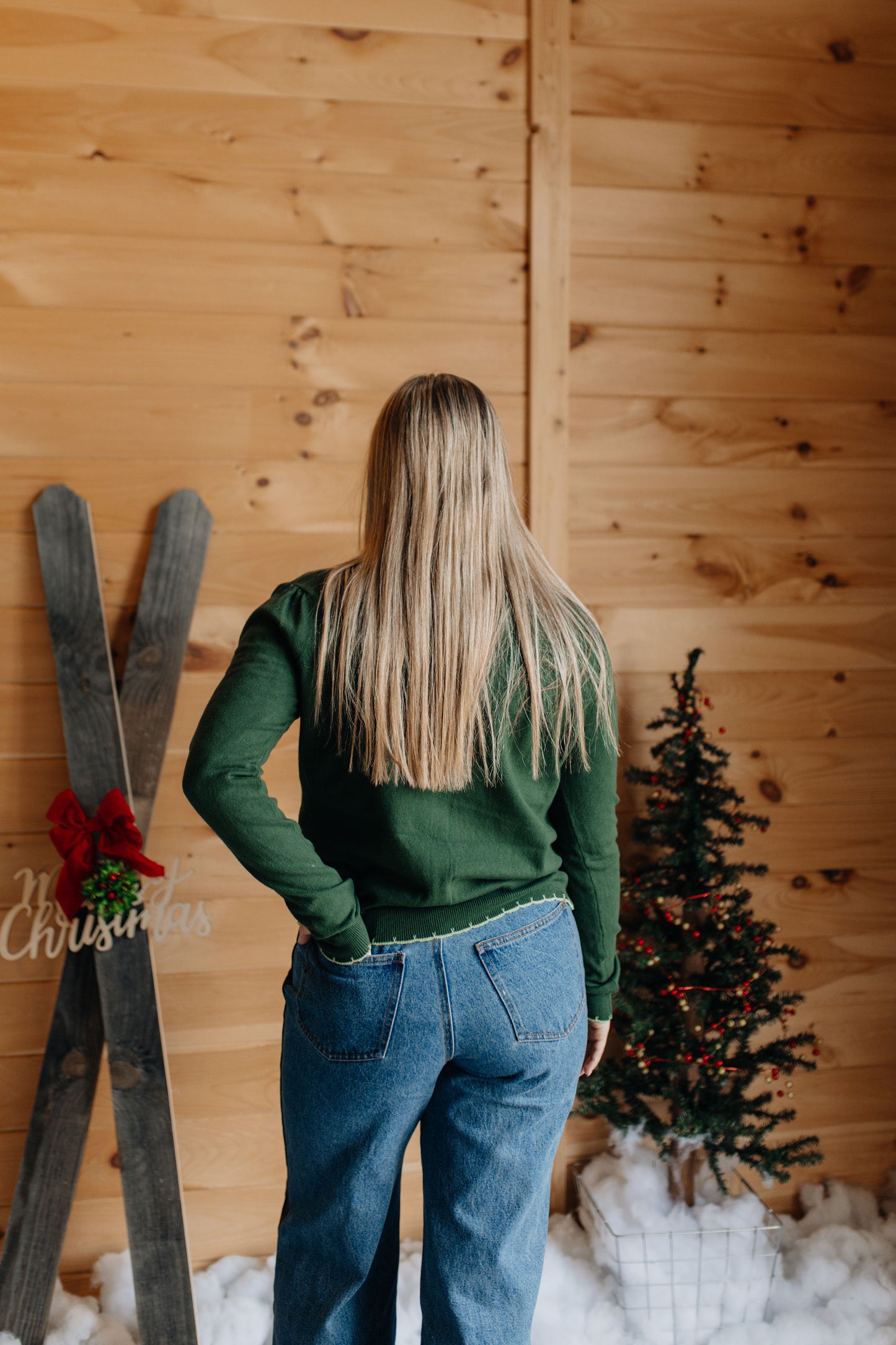 Christmas Spruce Scallop Cardigan