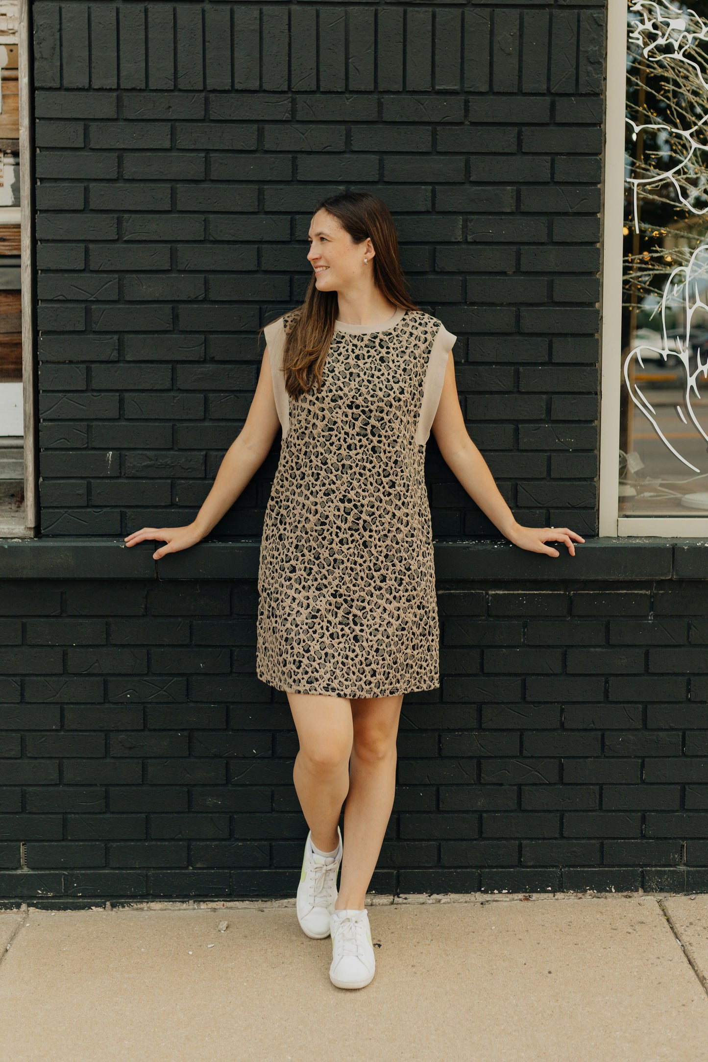 Leopard Textured Mini Dress