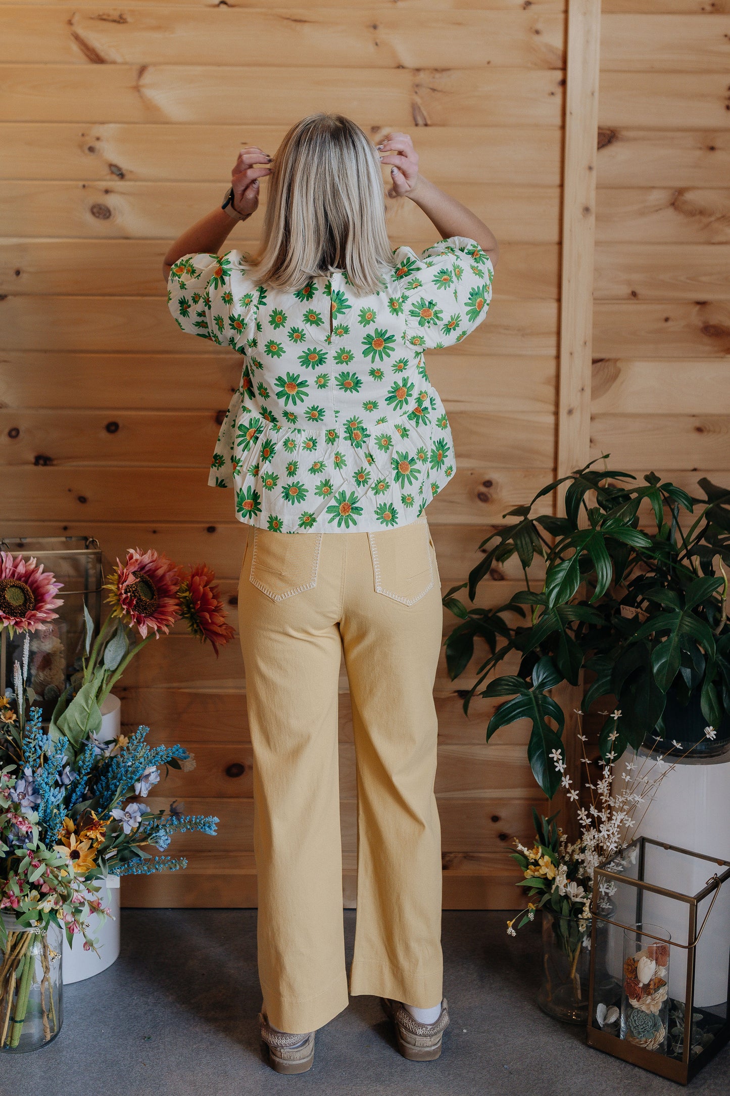 Floral Bubble Sleeve Babydoll Top