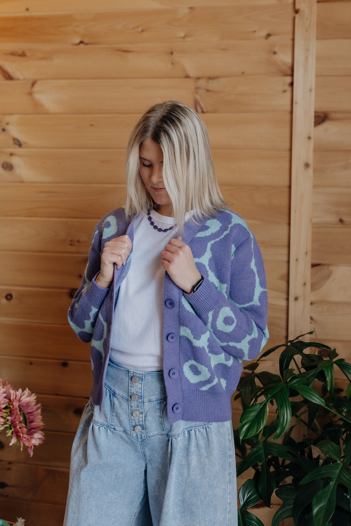 Purple & Sage Floral Cardigan
