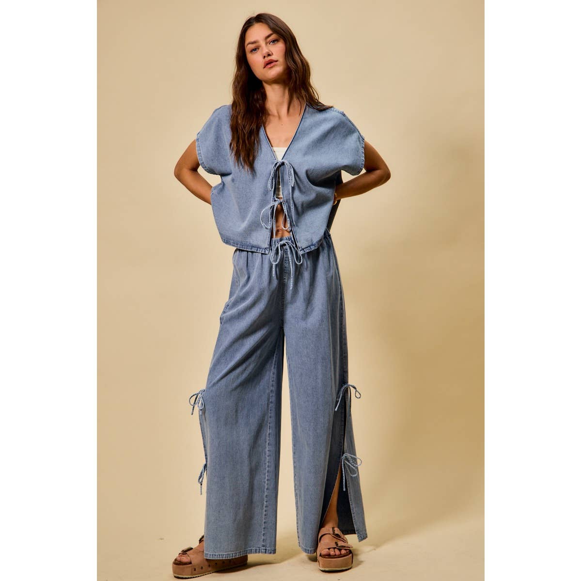 Sweet Tie Denim Top