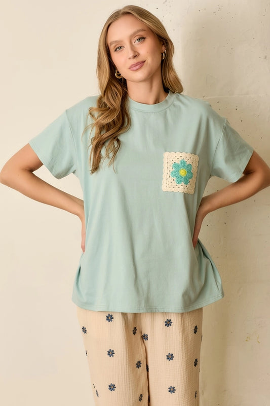 Crochet Flower Pocket Tee