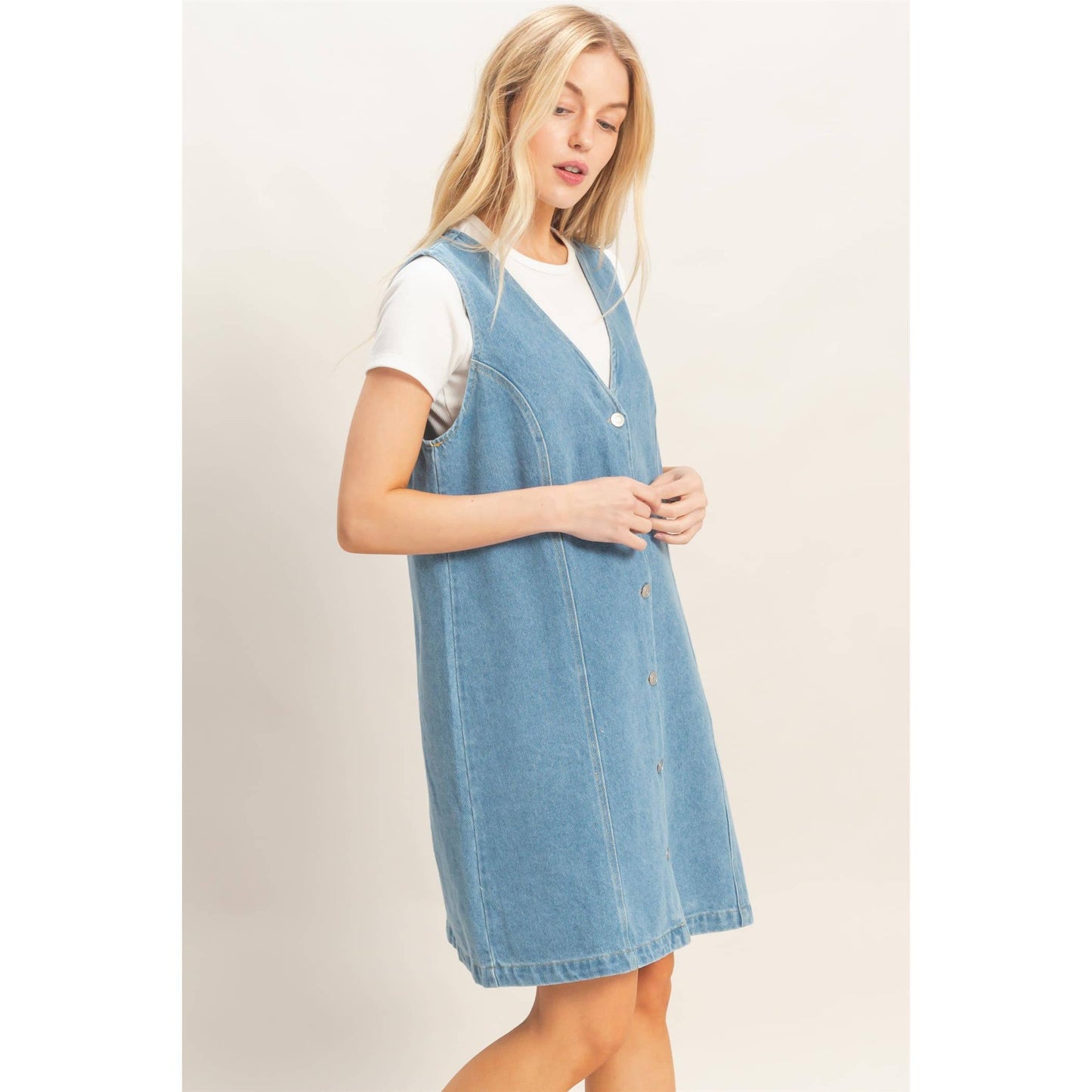 Effortless Denim Button Dress