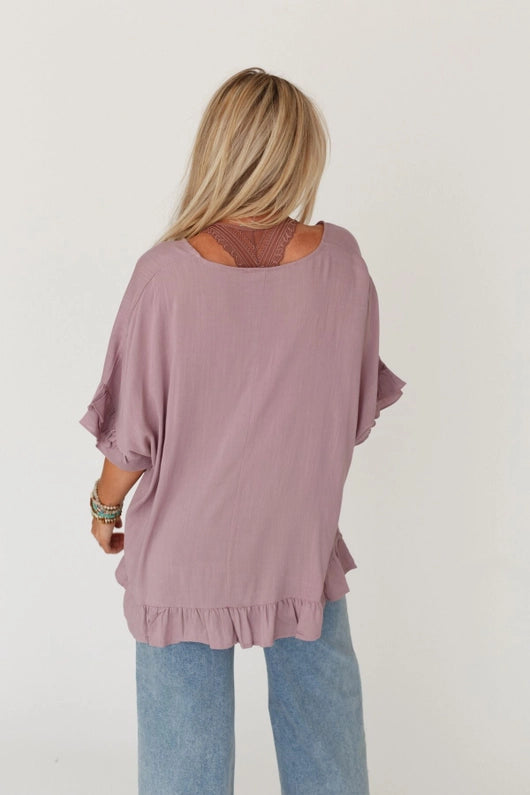 Let Me Be Ruffled Top - Pale Plum