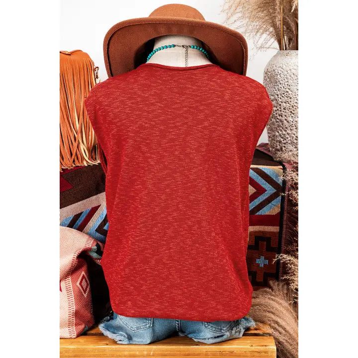 Red Short Sleeve Top