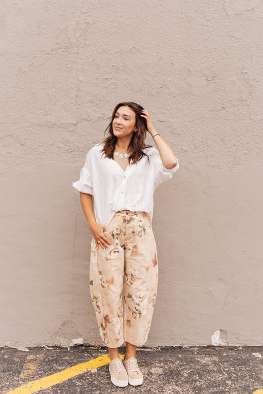 Vintage Relaxed Floral Print Barrel Pants