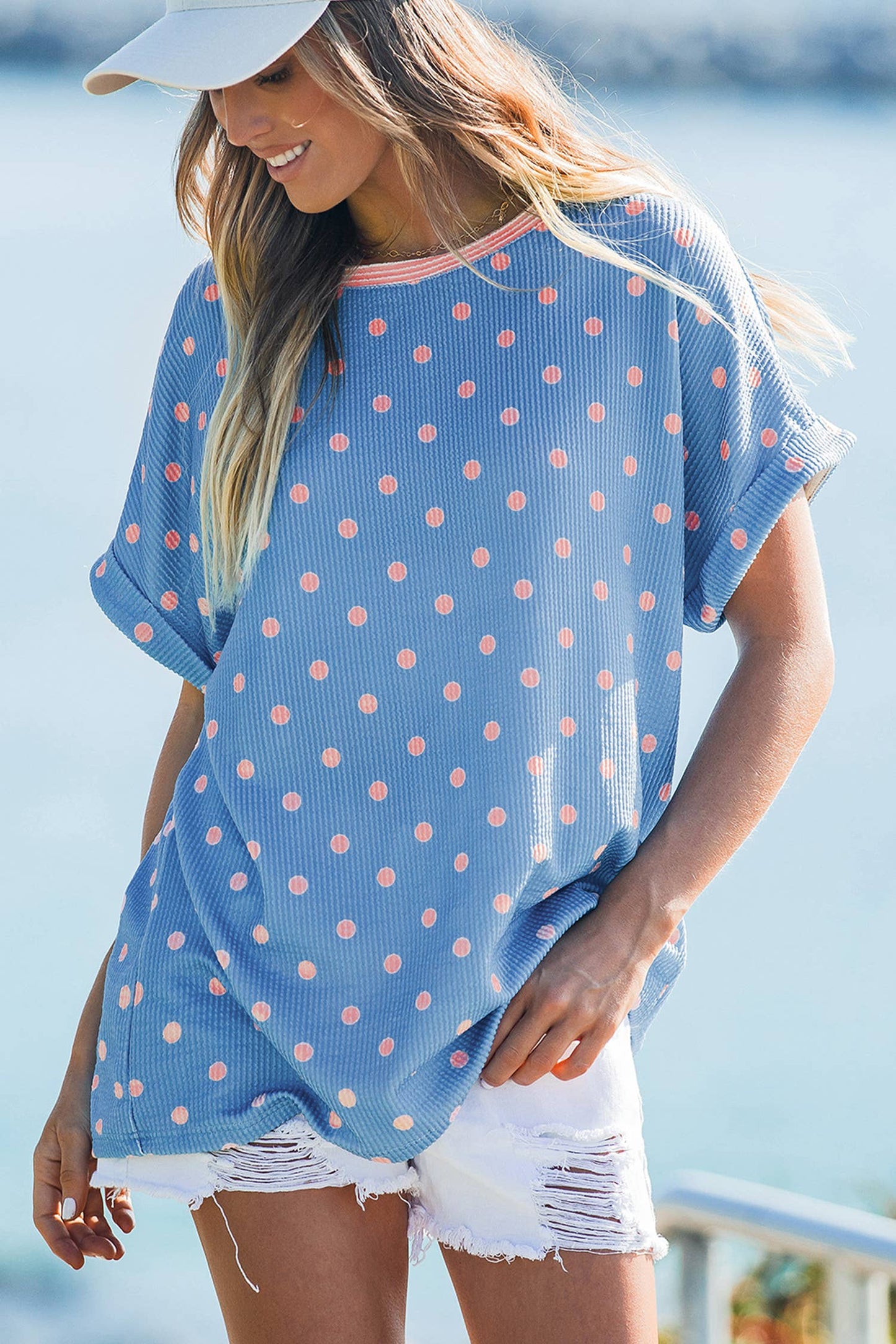 Sky Blue Polka Dot Top