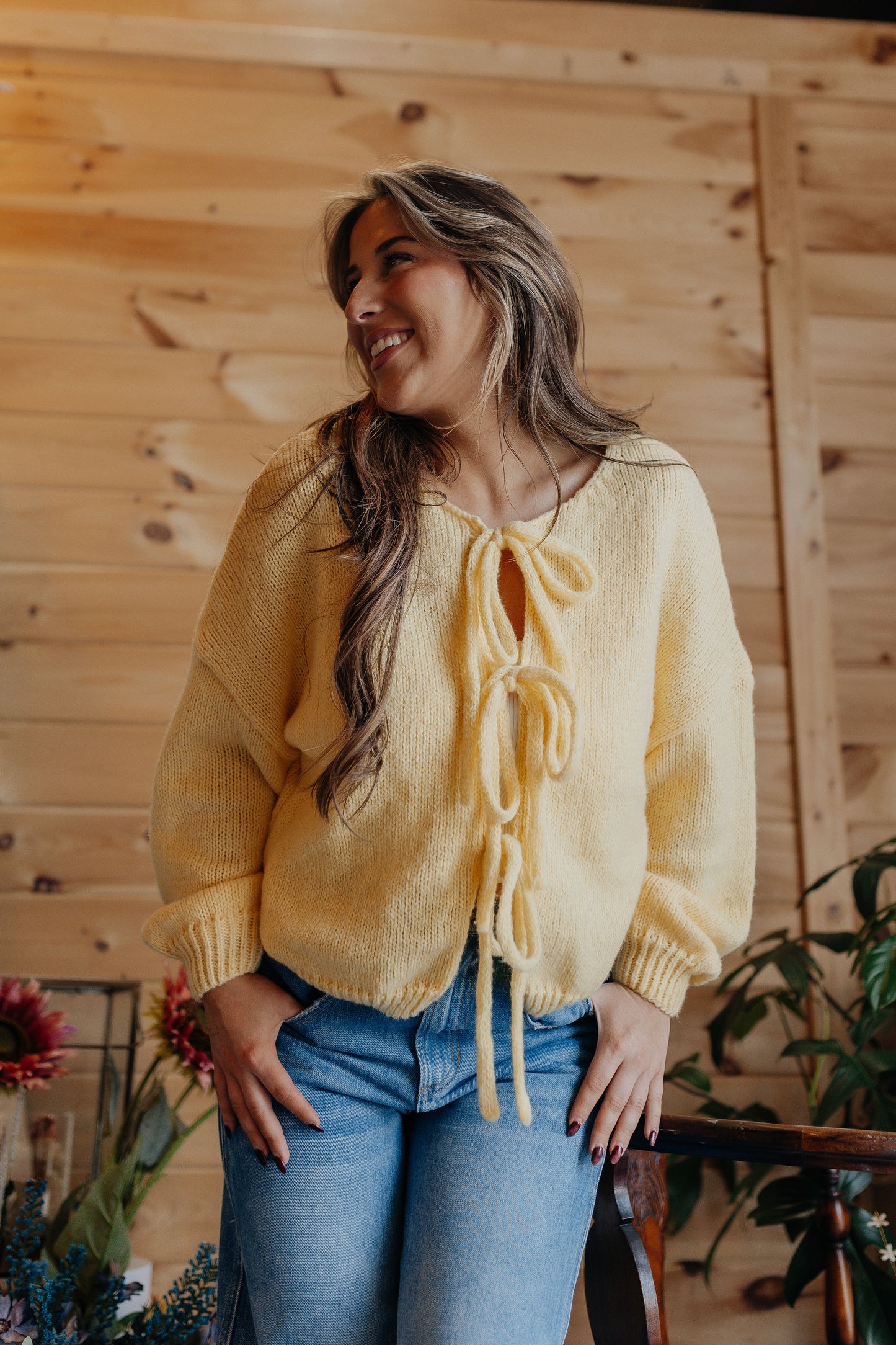 Lindsay's Tie Cardigan - Yellow