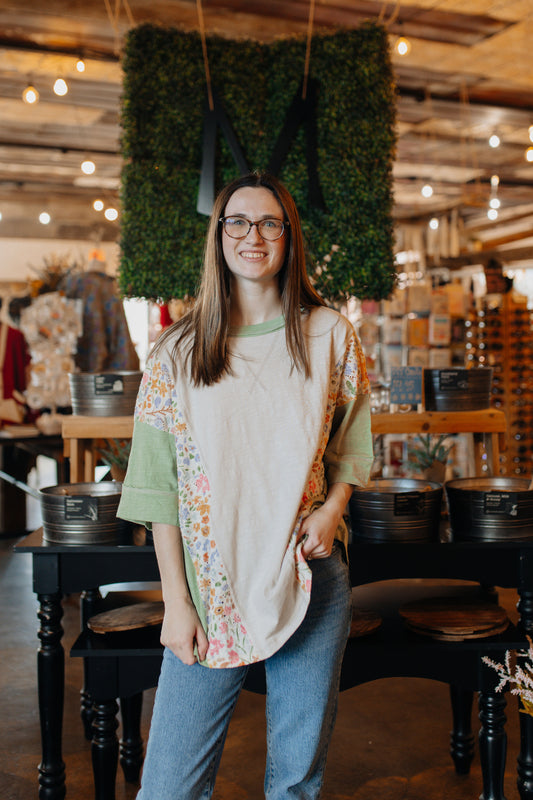 Spring Floral Patchwork Tee