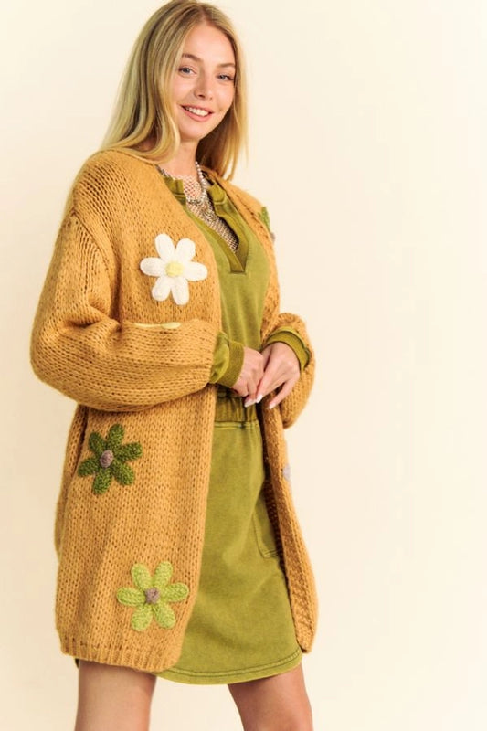 Mustard Floral Cardigan