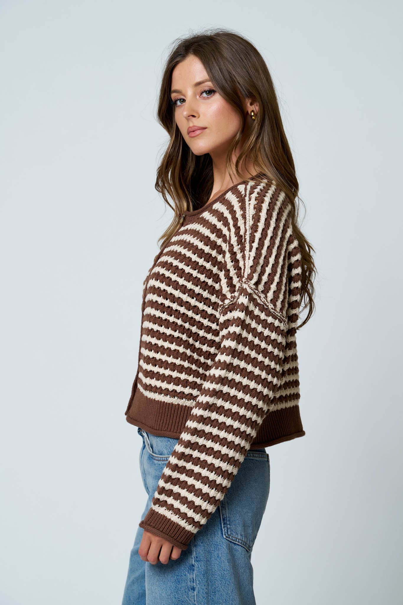 Mocha Striped Cardigan