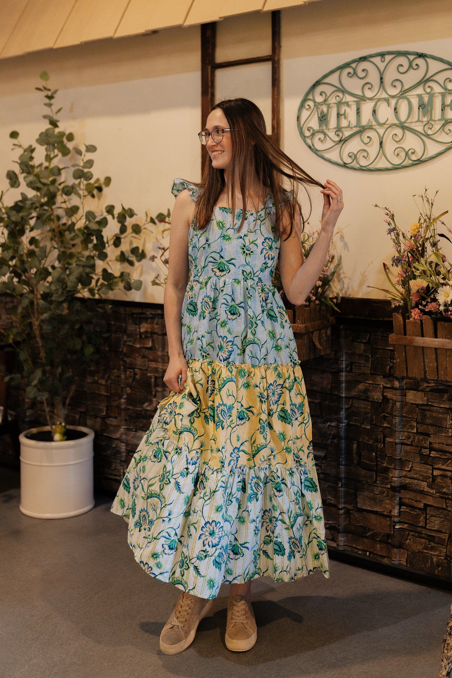 Lemon Bloom Midi Dress