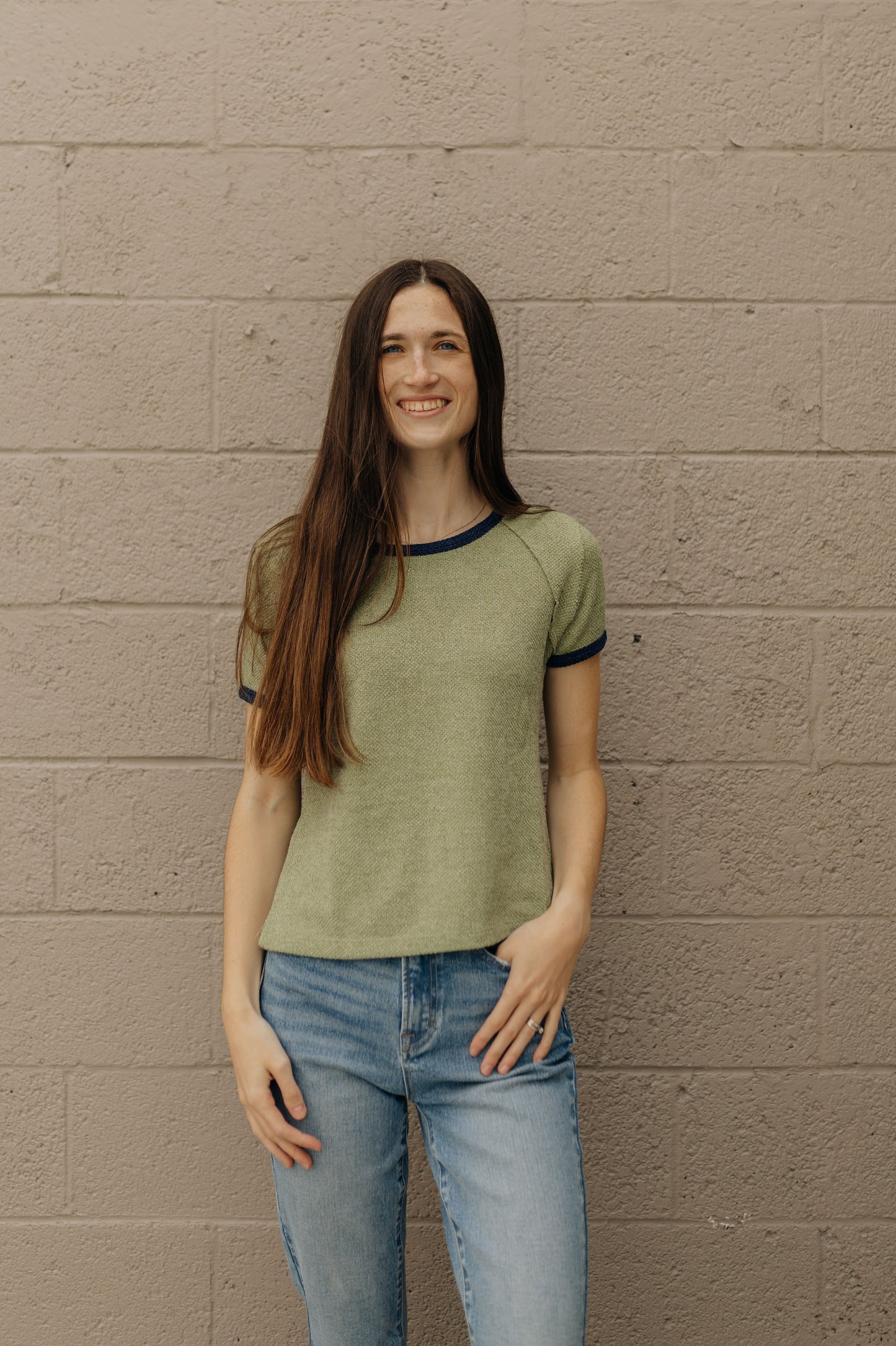 Textured Knit Green Tee