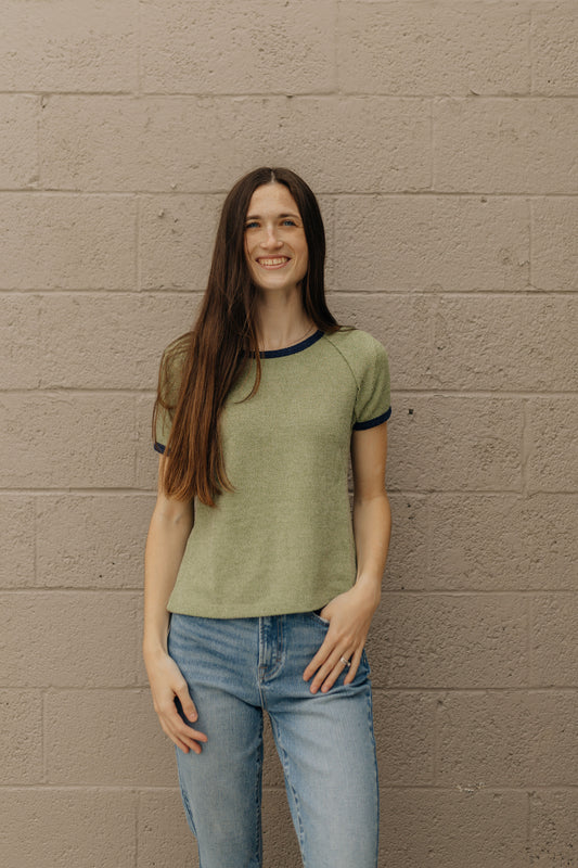 Textured Knit Green Tee