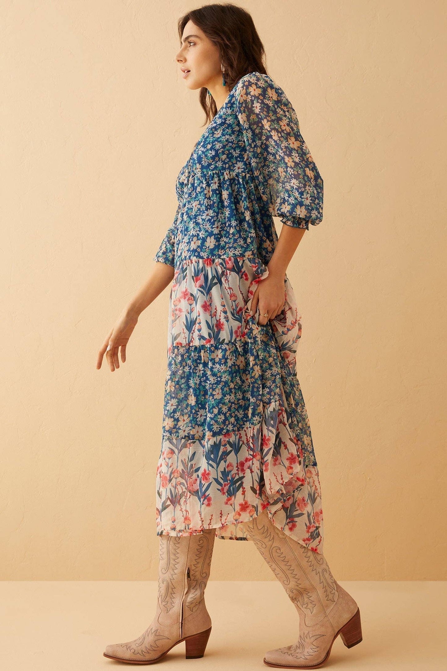 Spring Floral Drop Waist Dress