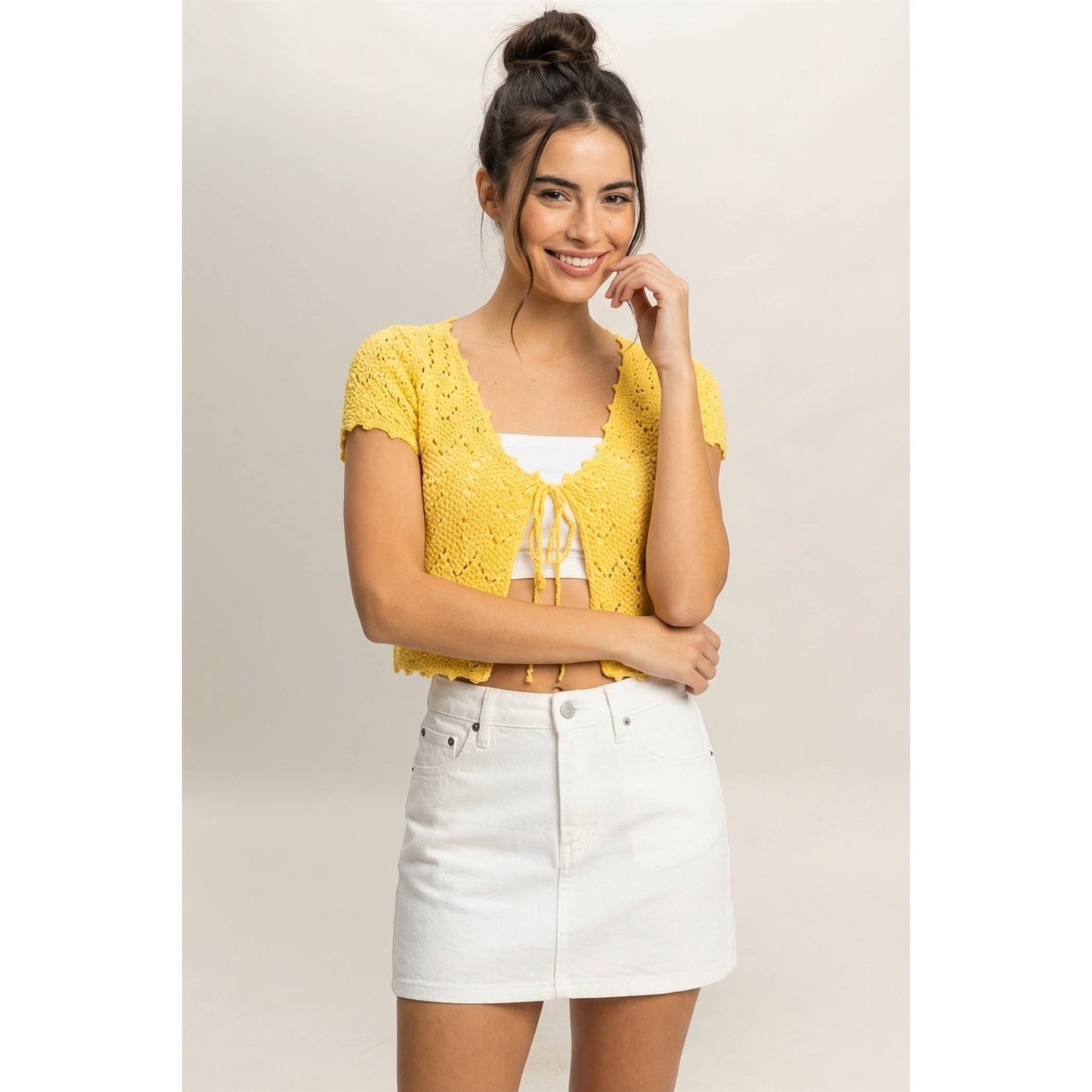 Marigold Tie Front Top