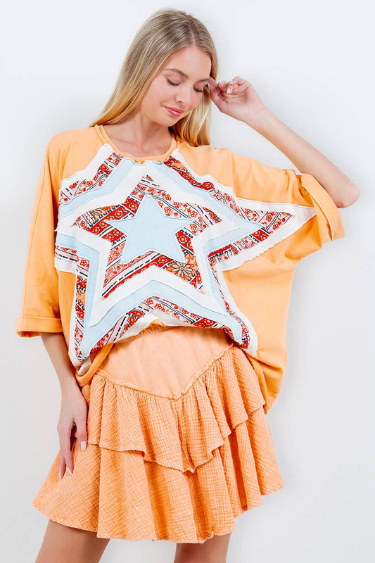 Star Patch Orange Top