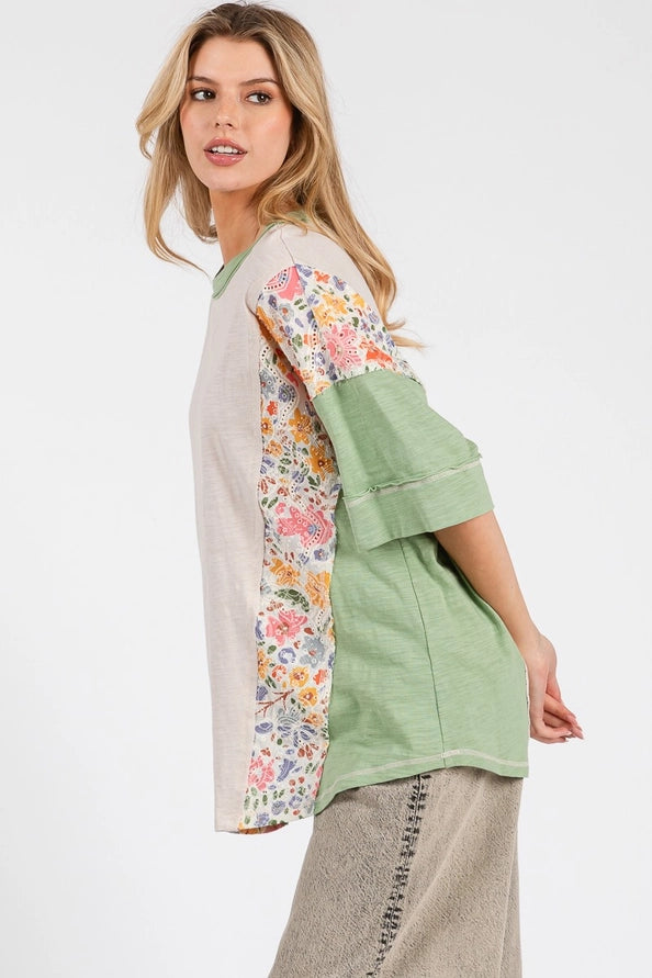 Spring Floral Patchwork Tee