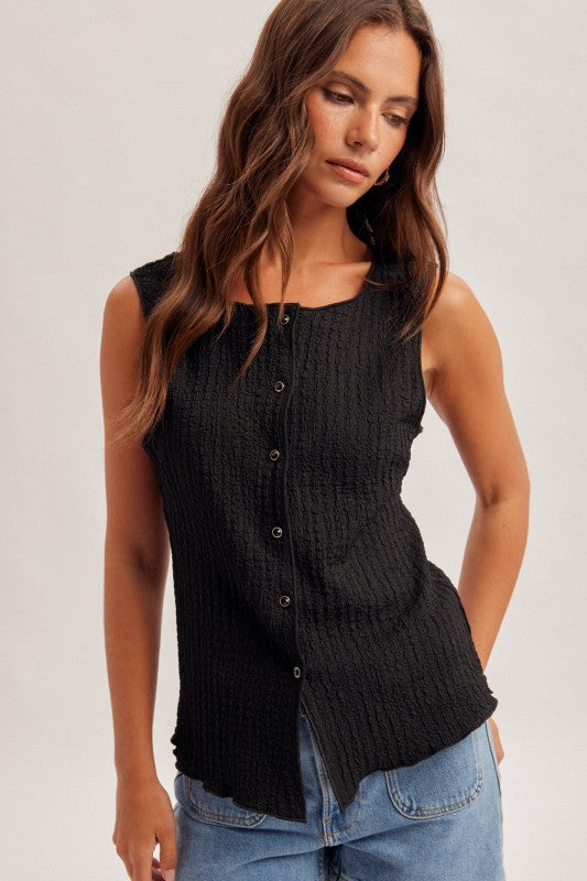 Everyday Button Vest - Black