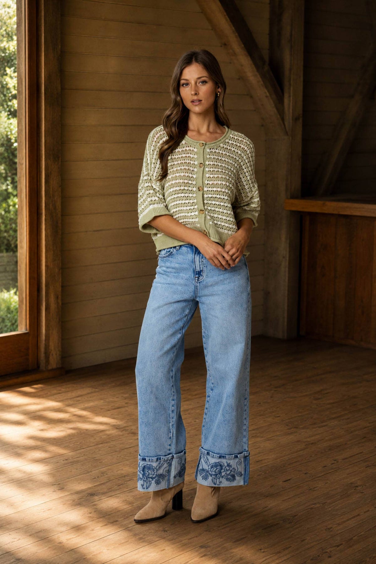 Light Olive Stripe Cardigan