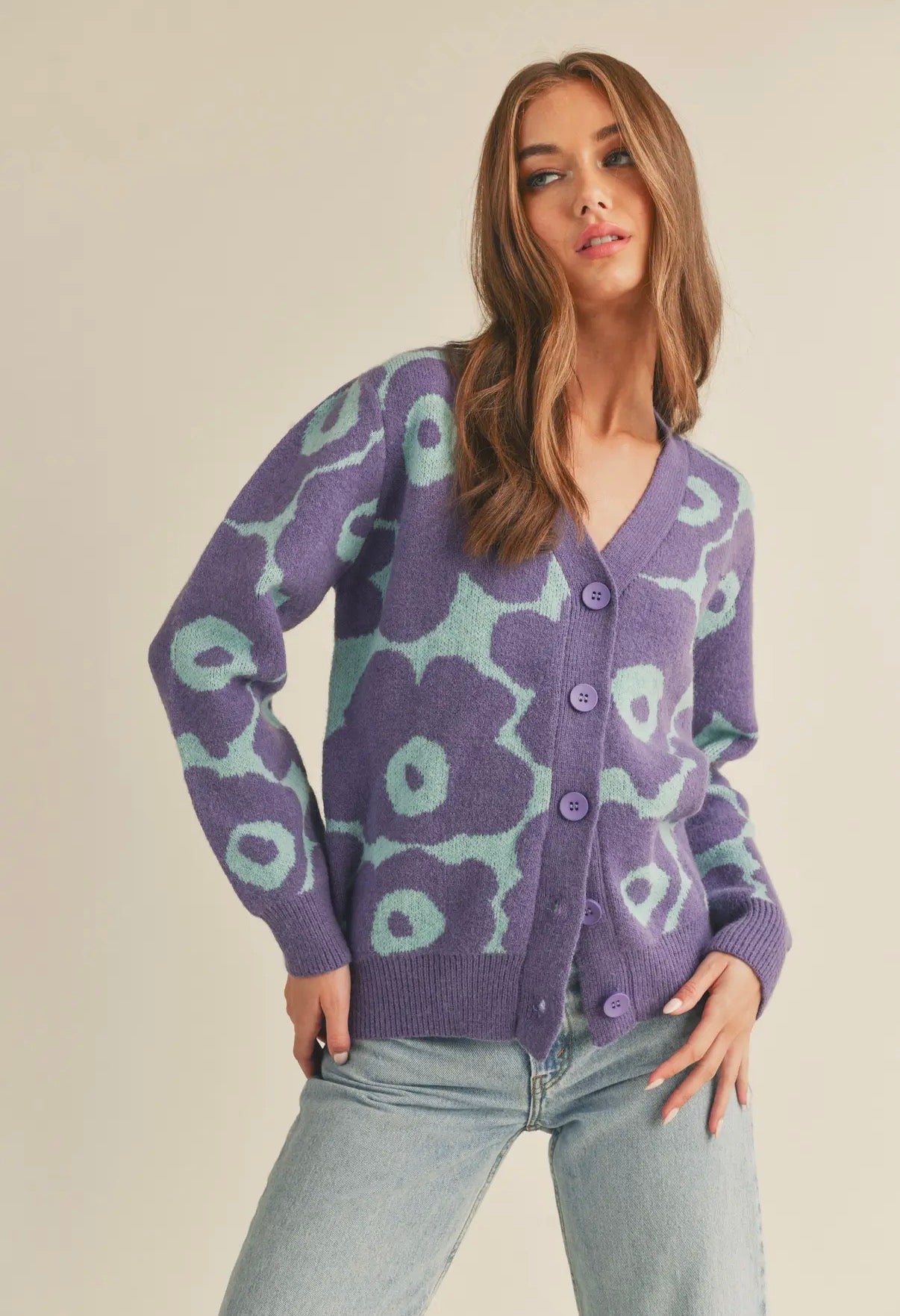 Purple & Sage Floral Cardigan