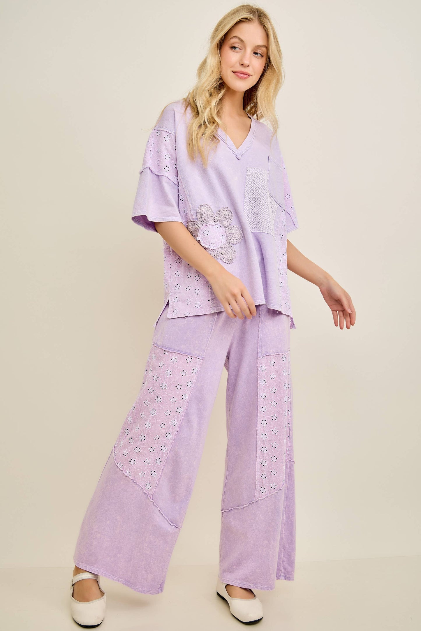 Eyelet Lace Pants - Light Lavender