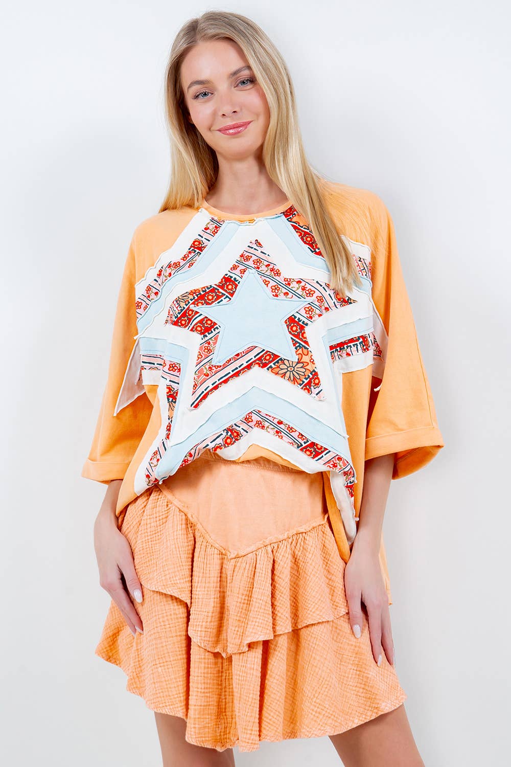 Star Patch Orange Top