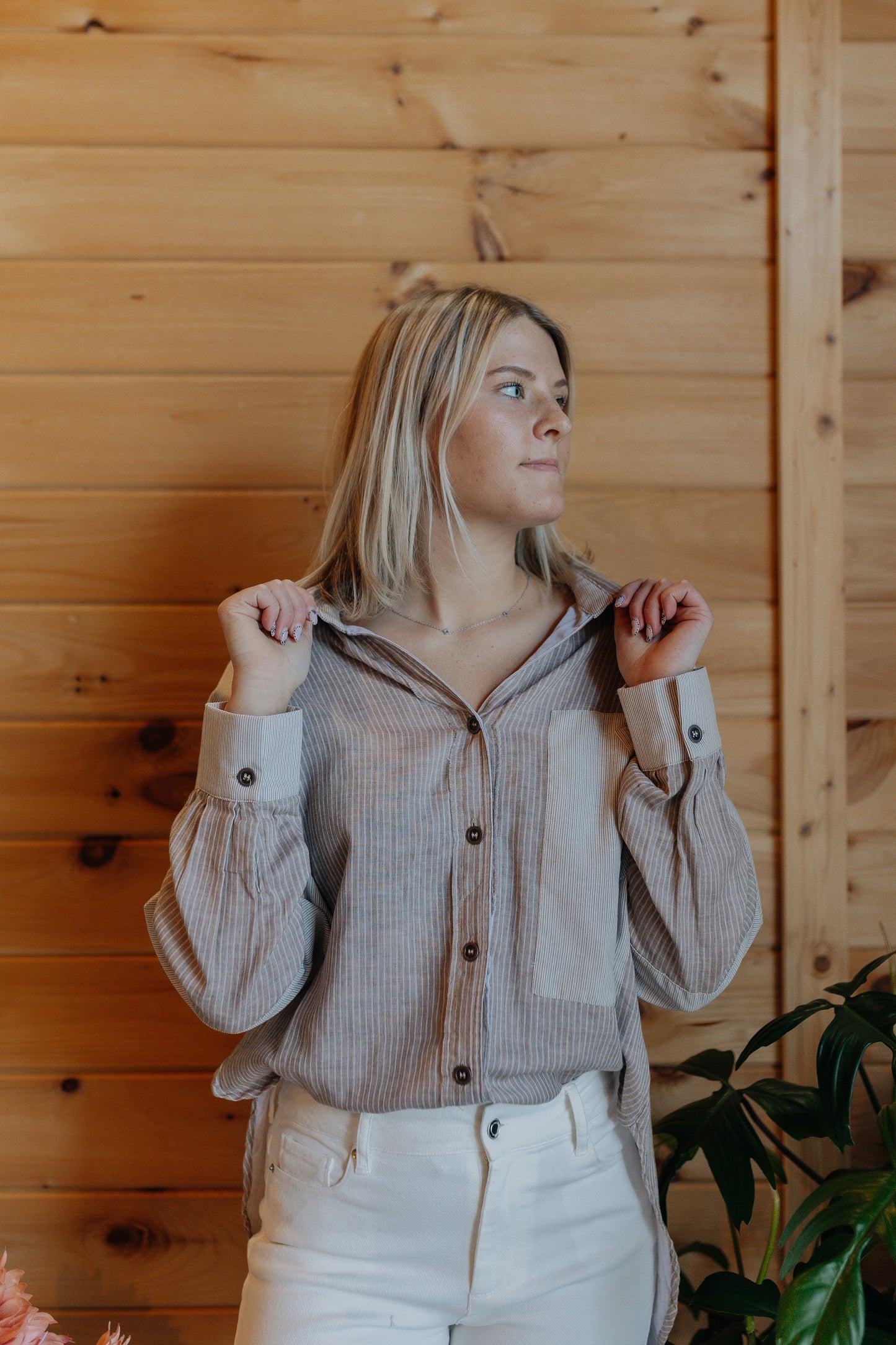 Oat & Cream Button Up