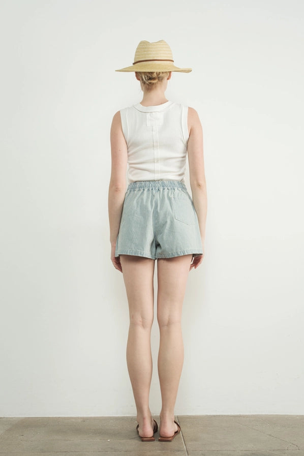 Ribbed Outside Seam Tank - White